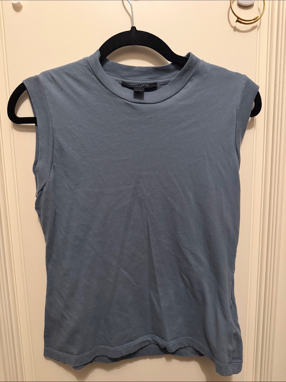 All Saints Sleeveless Crewneck Top in Dusty Blue